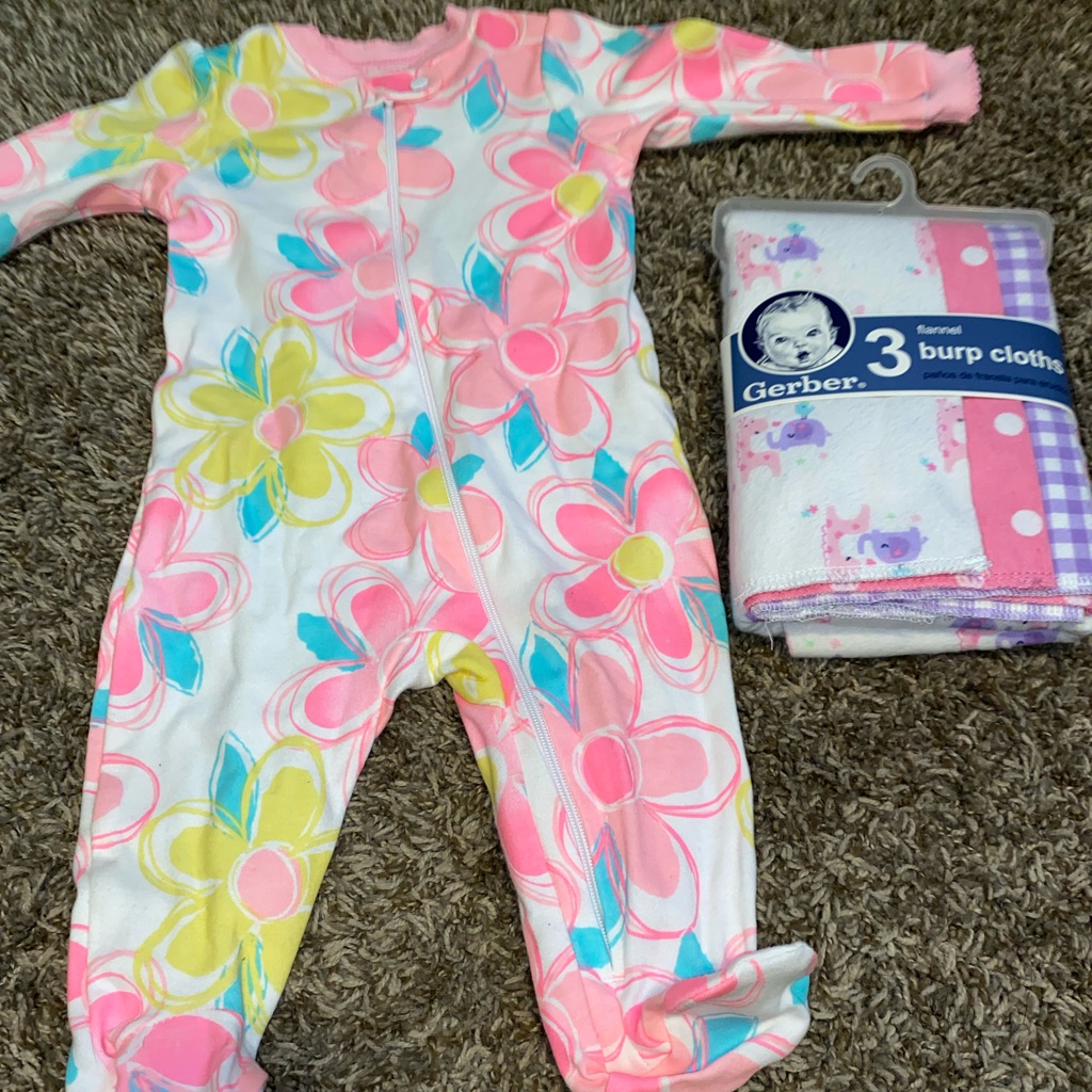 Brand New Pajamas And Brand New Burp Rags